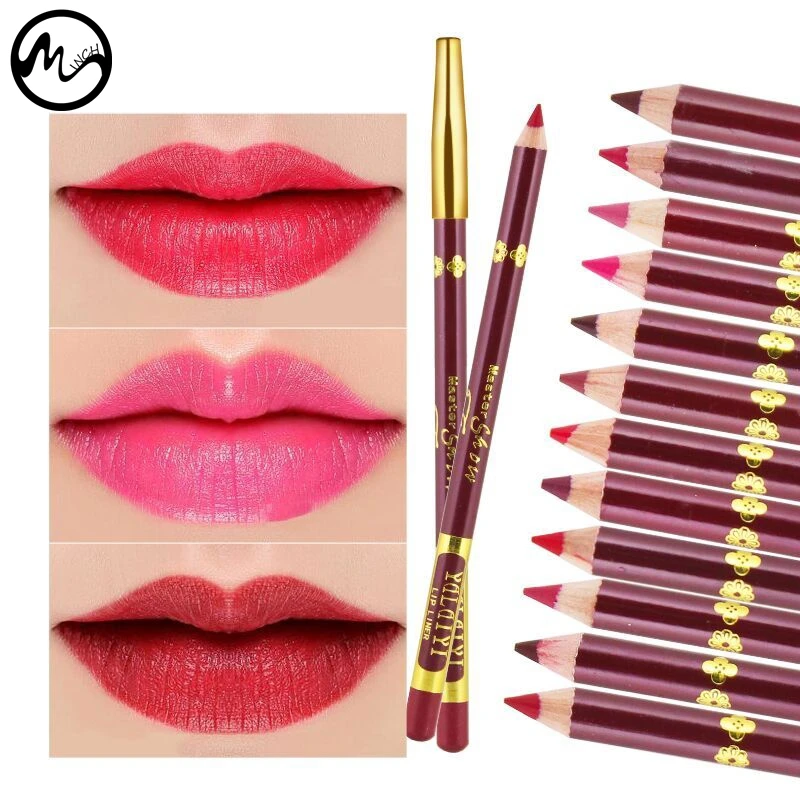 New Lip Liner Pencil Waterproof Nature Long Lasting 12 Colors Nude