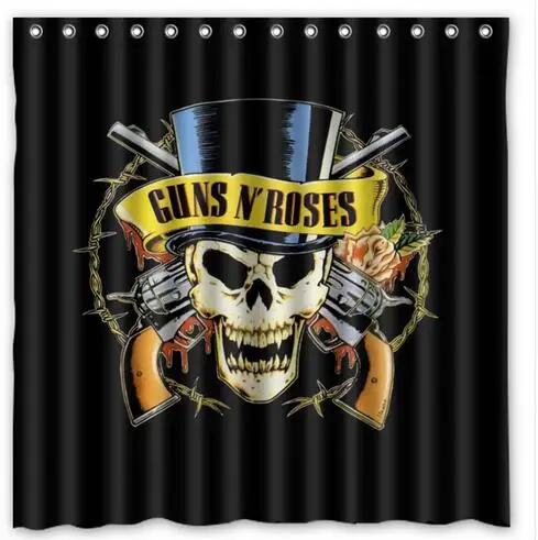 

Guns N Roses Revolvers Skull Cylinder Fabric Shower Curtain 180x180cm Waterproof Mildewproof Shower Curtains