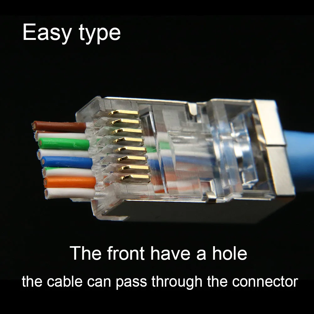 Xintylink rj45 разъем cat6 сетевой разъем 8p8c stp rj 45 мужской экранированный позолоченный 50 шт. 100 для XL 1,2 мм cat 6 ethernet кабель - Цвет: easy type