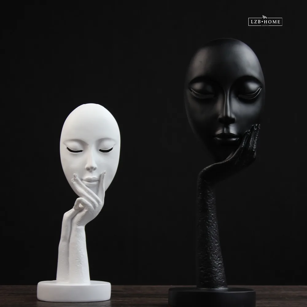 Creative Resin People Face Figurines Bar Vintage Statue Home Decor Crafts Room Decoration Objects Office Retro Model | Дом и сад