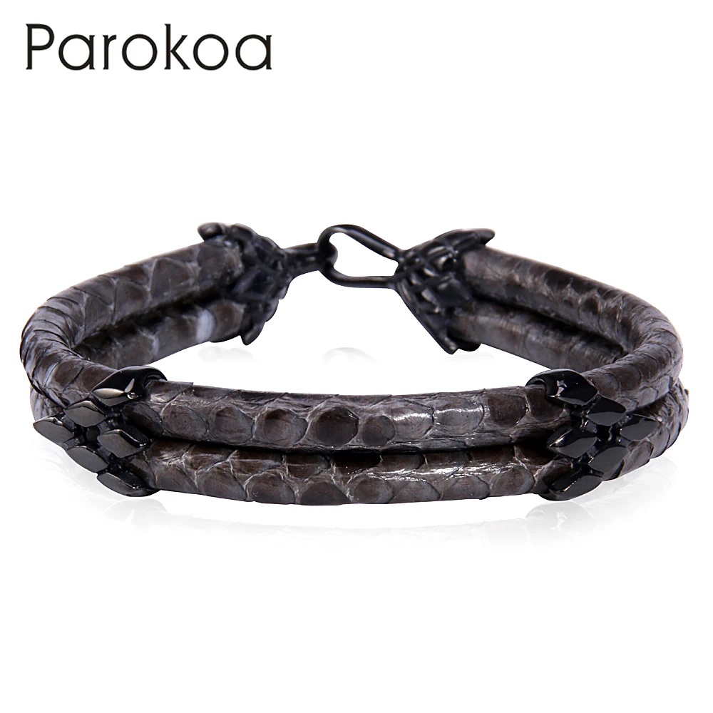 Parokoa 2017 Hot New Stylish Gray Python Bracelet 22cm Men New Stylish Gray Python Bracelet 22cm Men Leather For Christmas Year In Charm Bracelets From Jewelry Accessories On Aliexpress Alibaba