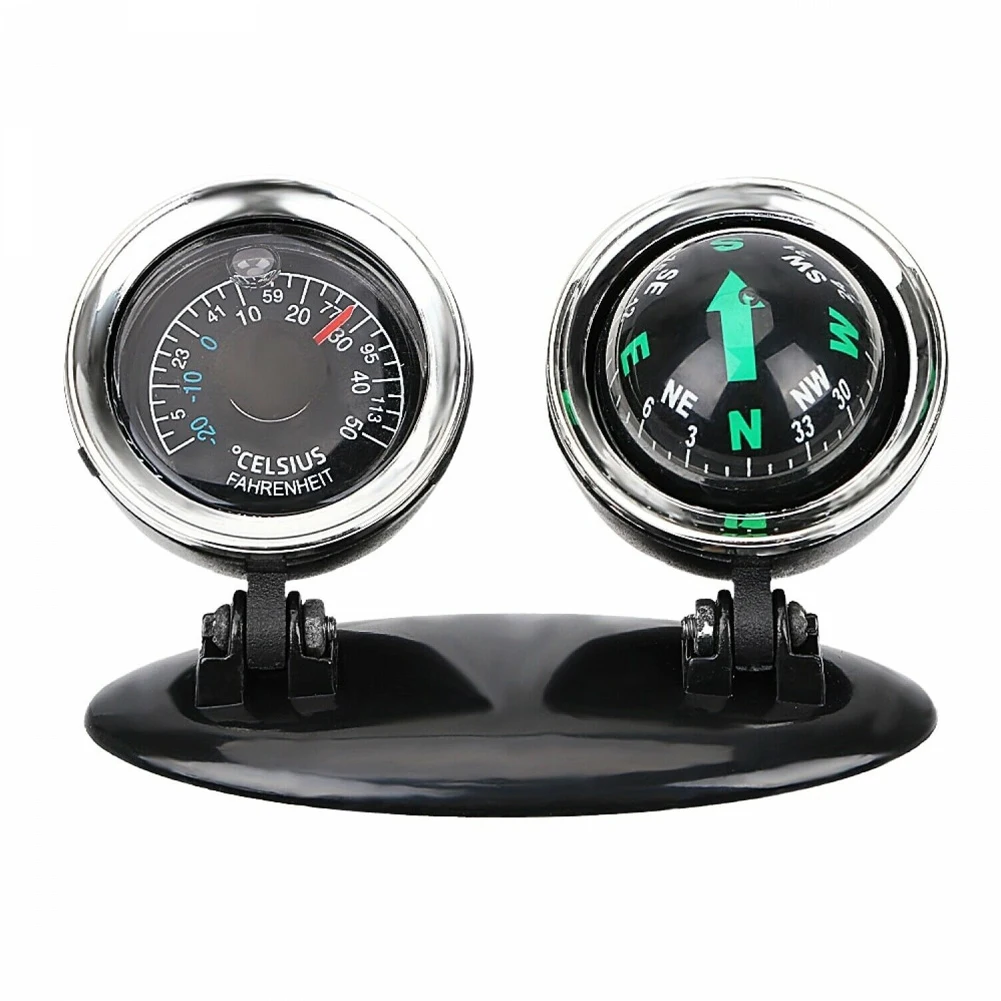 

Vehicle Accessories Styling Thermometer Compass Guide Ball Automotive Ornament Tool Small Car Direction Hiking Accurate 2 In 1