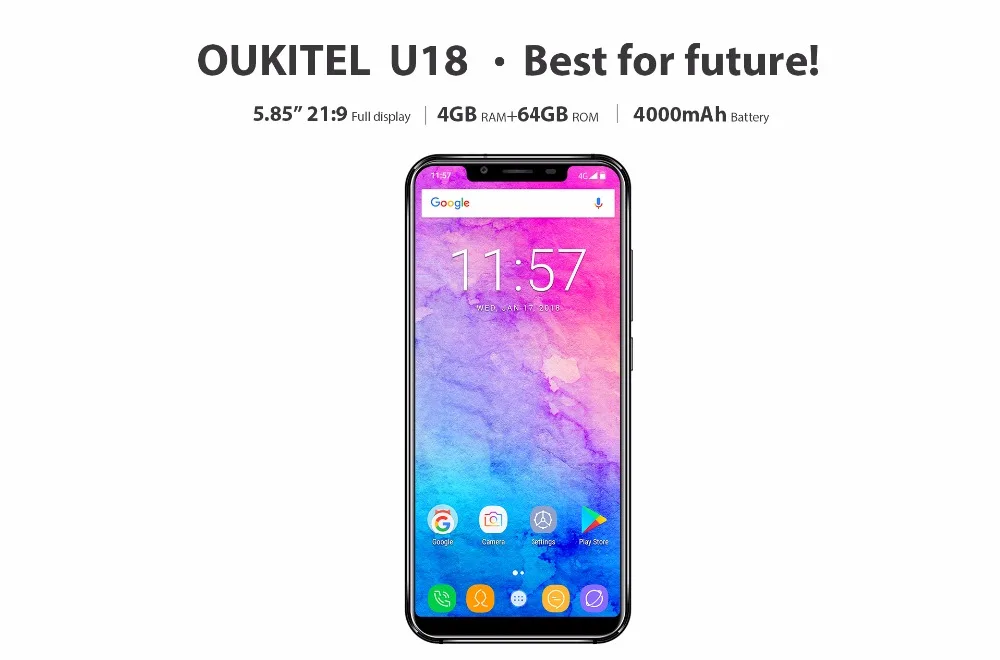 Oukitel U18 4 Гб Оперативная память 64 Гб 5,85 Дисплей смартфон Встроенная память Android7.0 MTK6750T Octa Core 13MP+ 16MP Камера 4000 мАч телефон с распознаванием отпечатка пальца