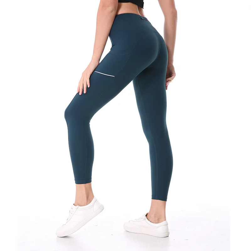 

2018 New Side Reflective Running Sport Tights Women Nylon+Spandex Stretch Fitness Yoga Pants Compression Gym Athletic Leggings