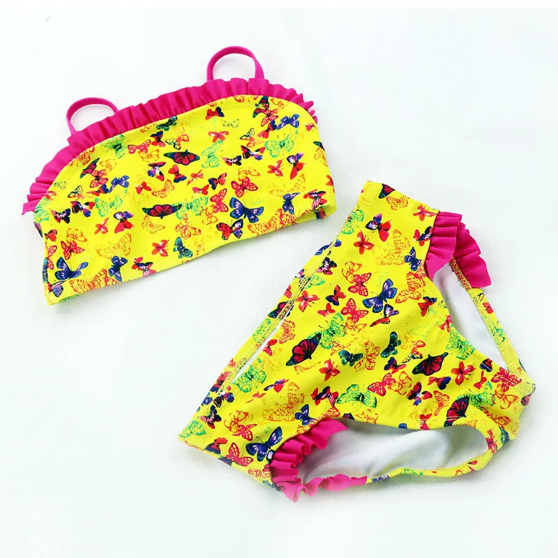fashion designer 2016 new girls floral lovely split triangle swimsuit a set of 2 pieces girl bikini