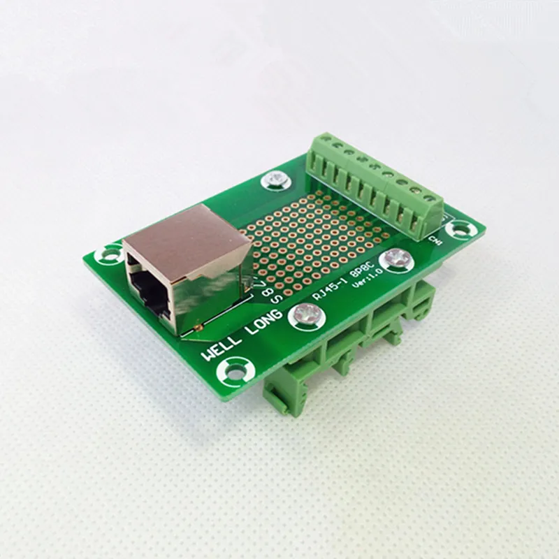 

RJ45 8P8C Right Angle Jack1-Way Buss Breakout Board,Terminal Block, Connector.