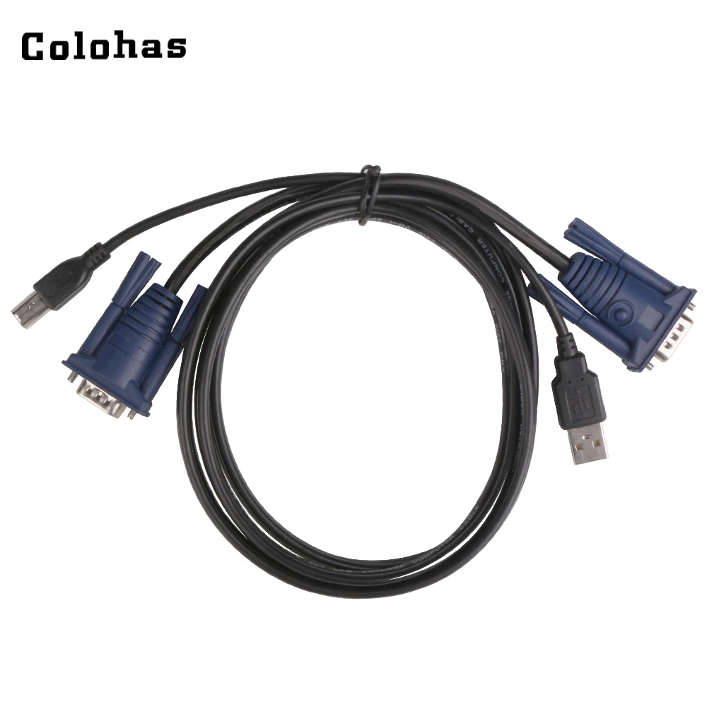 Colohas 1,5 m USB KVM Switch Cable de 15 VGA Cable USB 2,0 de tipo A B de la computadora de la PC de impresora cable adaptador Monitor|usb 2.0|usb