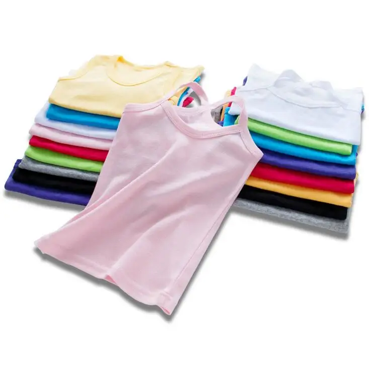 Летние однотонные футболки ярких цветов для мальчиков и девочек детское пляжное нижнее белье без рукавов из хлопка для детей 4, 6, 8, 10, 12, 14 лет