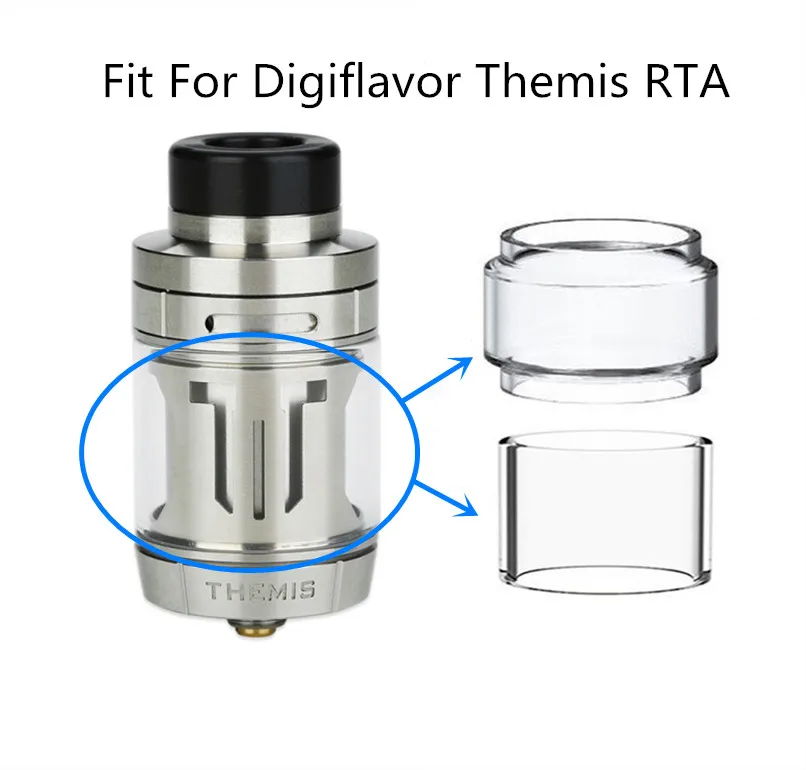 

5PCS YUHETEC fatboy glass Tank /glass tube for Digiflavor Themis RTA Tank 5ml Atomizer