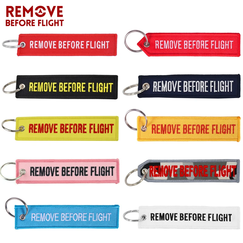 Remove Before Flight Chaveiro тег брелок с вышивкой брелок для ключей для авиации OEM Брелоки ювелирные украшения Чемодан бирка в виде брелка для ключей, 5 шт./лот