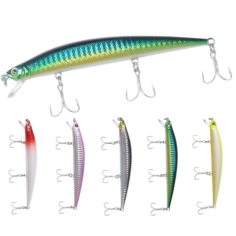  Minnow Fishing Lure Artificial Bait 3D Eyes 12.5cm 12g Fishing Wobblers Diving Depth 2m Swim Baits 