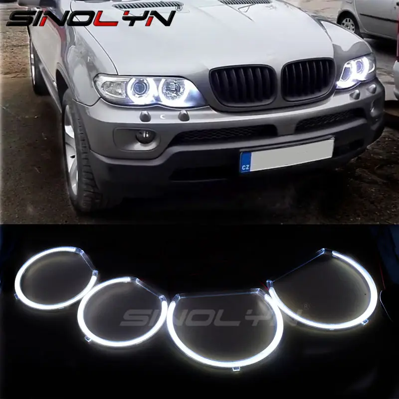 DRL ангельские глазки кольцо COB светодиодный Halo ходовые огни комплект для BMW E53 X5 1999
