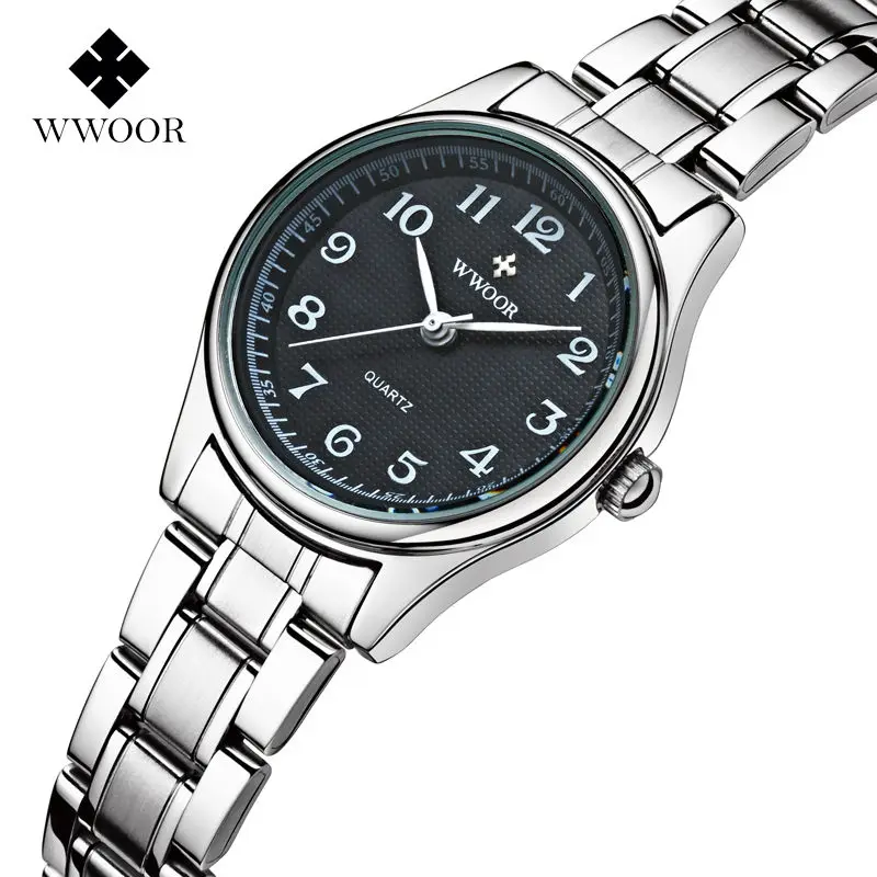 

Top Brand WWOOR Women Watches Stainless Steel Band Analog Display Quartz Wrist watch Ladies Luxury Couple Watch Relogio Feminino