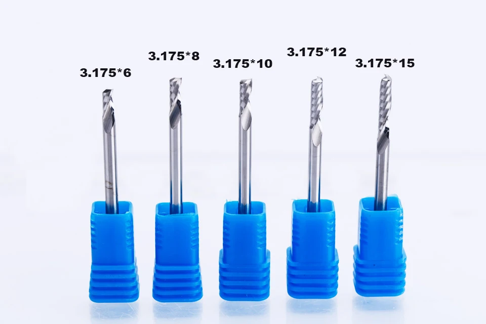 HUHAO 1pc 3.175mm Single Flute Spiral Cutter 3A TOP Quality CNC Router bits for wood Acrylic PVC End Mill Carbide Milling Cutter