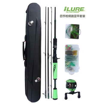 

iLURE 1.98m 4 Sections Lure Fishing Rod Combo M Power Action Spinning & Casting Rod Spinning Reel Baitcast Reel