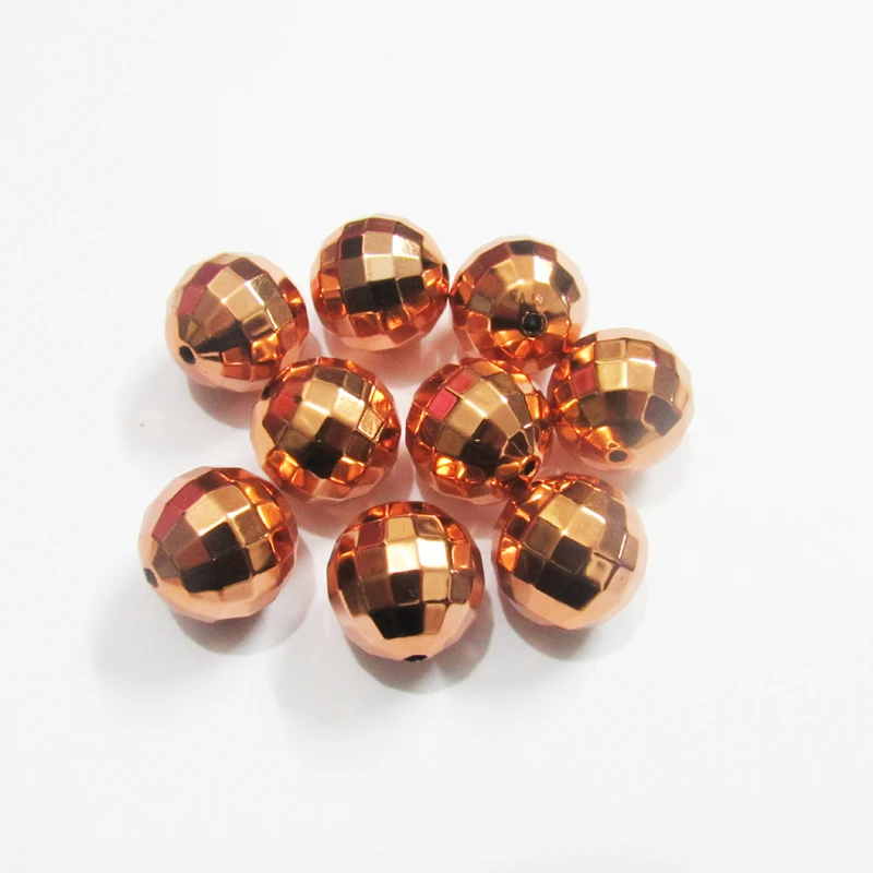 

Newest! 20mm 100pcs/lot Red Copper Color Faceted UV Plated Beads