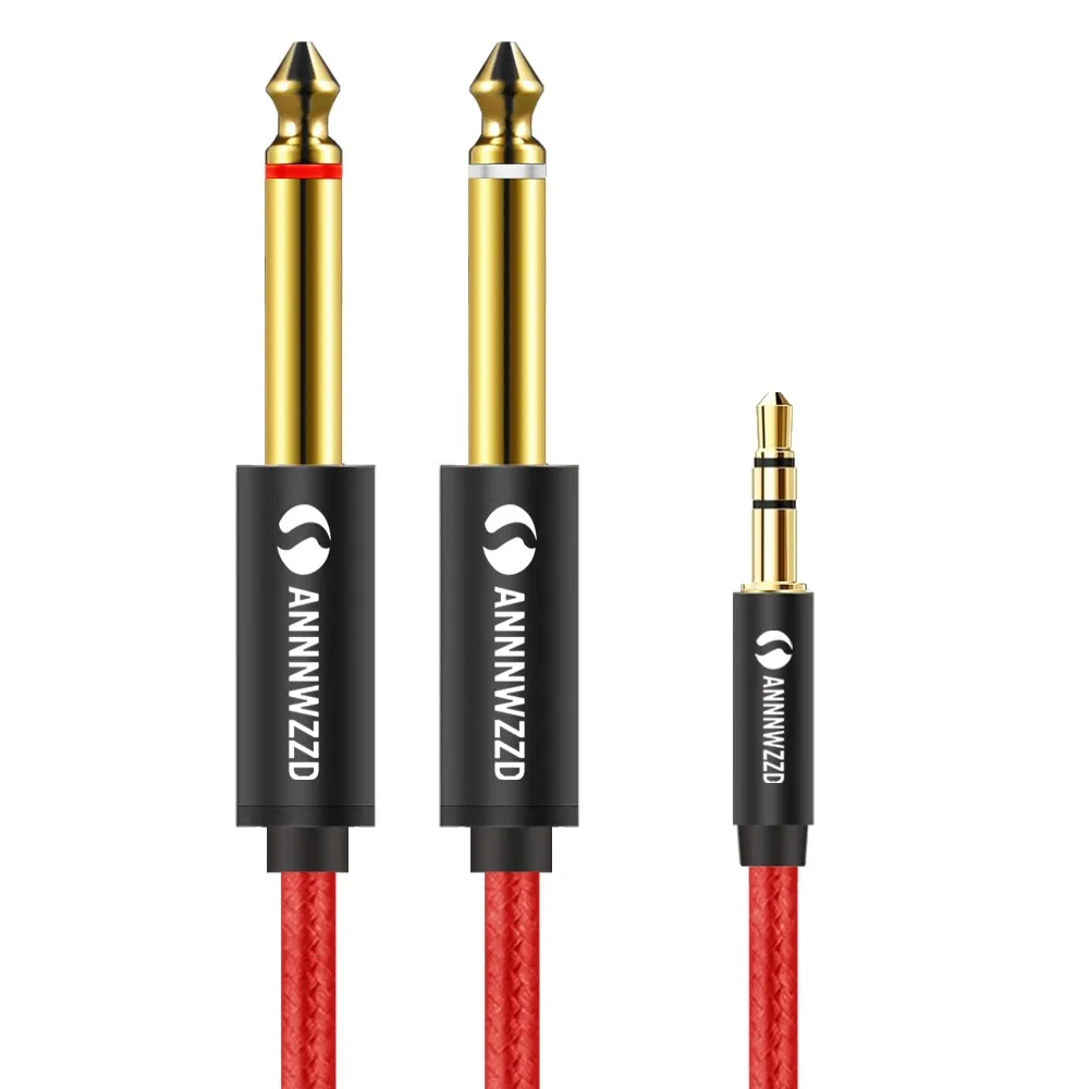 

Jack 3.5mm to 6.35mm Adapter Audio Cable for Mixer Amplifier Speaker Gold Plated 6.5mm 3.5 Jack Male Splitter Audio Cable