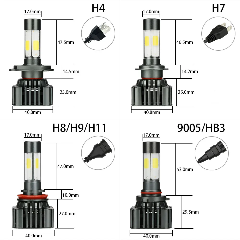 Zdata H7 светодиодная лампа Canbus H4 Led головной светильник s COB H11 9005 100 Вт 12000LM/комплект H8 H9 HB3 12 в 24 в автомобильный противотуманный светильник Авто 3000 К 6000 К 8000 К