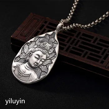 

KJJEAXCMY S990 cut - out lace open rich and pure silver Thai silver antique sweater pendant