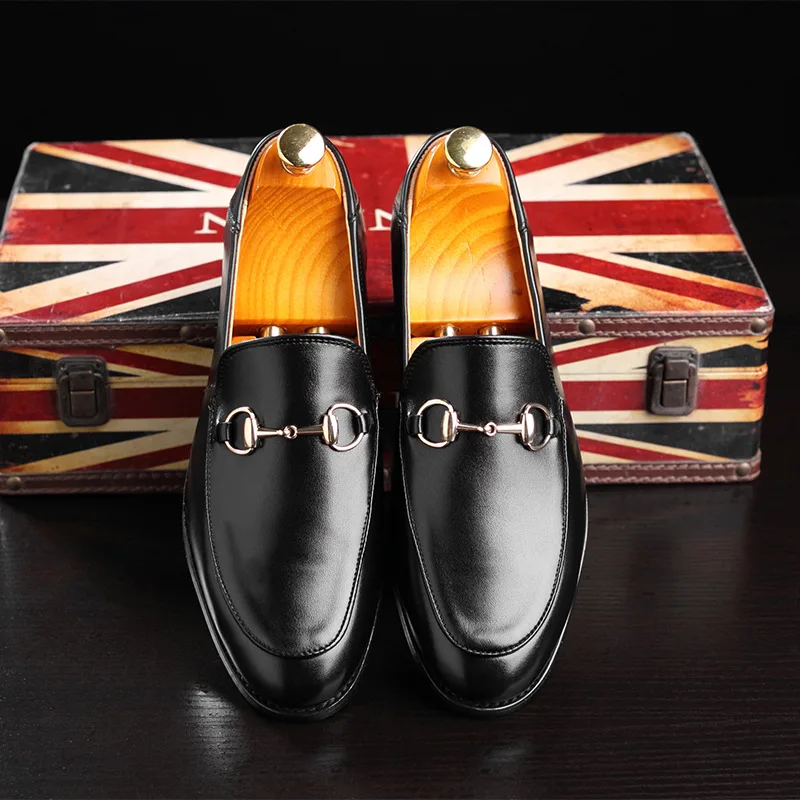 2019 Genuino Casual Hombres Estilista Formal Mocasines Vestir Negocios Los Cuero De Hombre Fiesta Negro Boda Lujo Zapatos rrvqPw