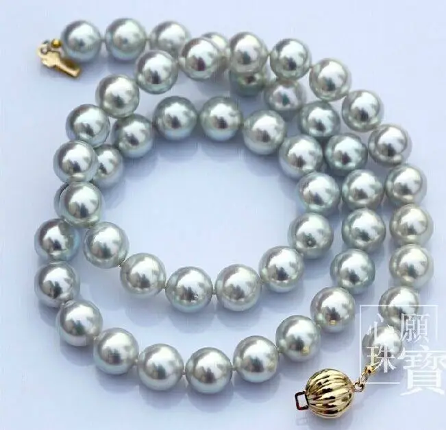 

HOT## Wholesale >> stunning 12mm tahitian silver grey pearl necklace 18inch