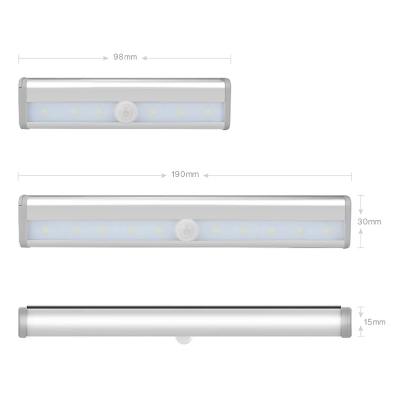 Светодиодный свет под кабинет движения PIR Сенсор лампы 6/10 светодиодный s 98/190 мм освещение для шкаф Кухня ночник