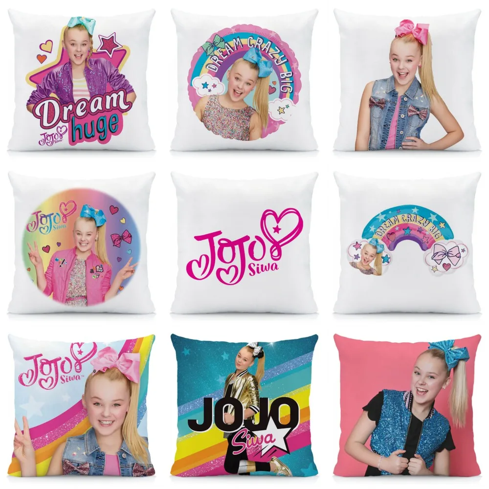 

XUNYU JoJo Siwa Cushion Cover 45x45cm Lovely Girl Pillow Case Polyester Pillowcase Home Decorative Throw Pillow Cover for Couch