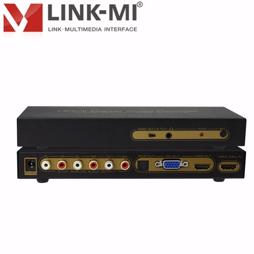 LINK-MI LM-HV03-Audio HDMI к HDMI+ VGA+ SPDIF+ 5.1CH+ H/P конвертер HDMI цифровой аудиодекодер аудио видео процессор HDMI к VGA