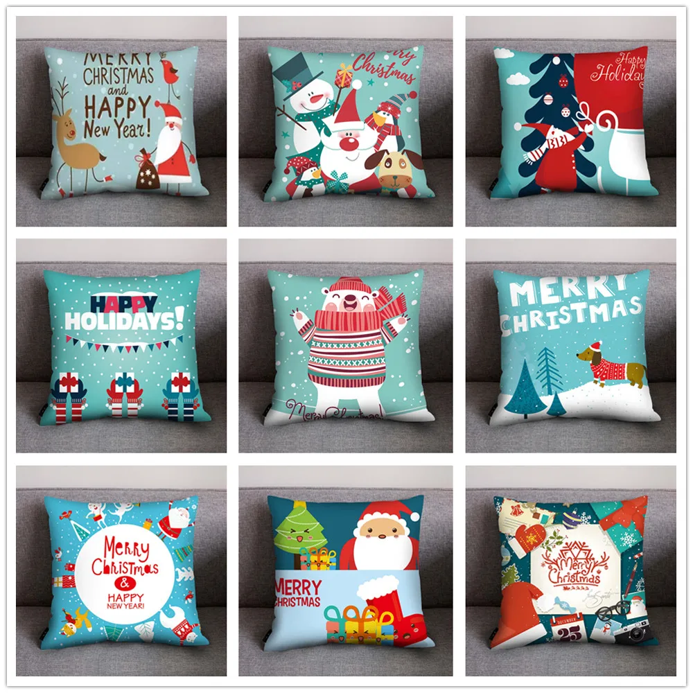 

ISHOWTIENDA Print Pillow Case Polyester Sofa Car Cushion Cover Home Decor sofa decorative cushions snowman square
