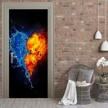 3D Abstract Love Poster PVC Waterproof Entire Door Sticker Creative Stickers Door Wall Sticker DIY Mural Bedroom Home Decor