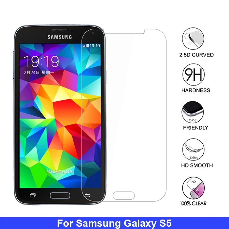 

2Pcs Screen Protector For Samsung Galaxy S5 I9600 SM-G900 Tempered Glass for Samsung S5 G900F Protective Toughened Film