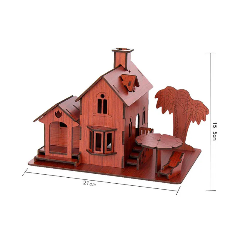 Kids Educational DIY 3D Puzzle Toys Wooden Assembly luxurious Villa