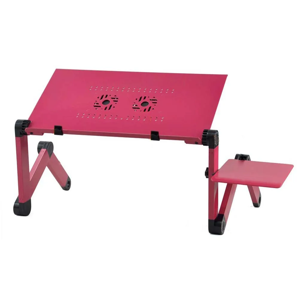 Dual fan with Mouse Board Aluminum Portable Folding Computer Desk Portable foldable adjustable folding table