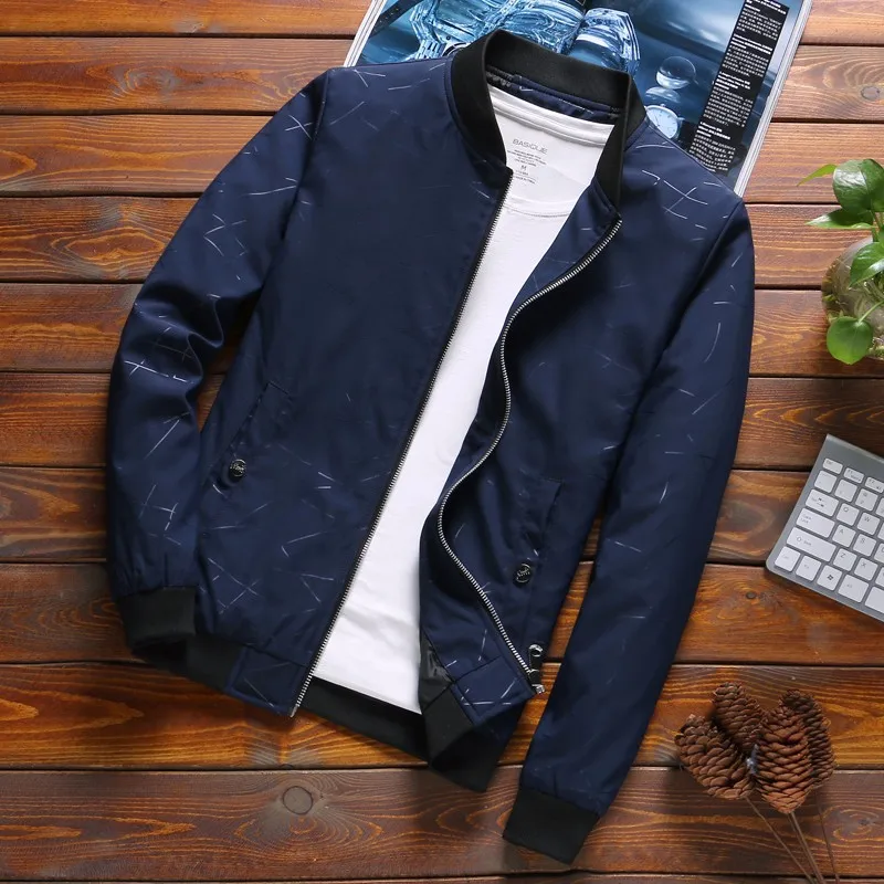 

Drop Shipping 2019 New Men Casual Spring Jacket Slim Fit Men Light Weight Jacket Male Zip Jacket Size M-4XL