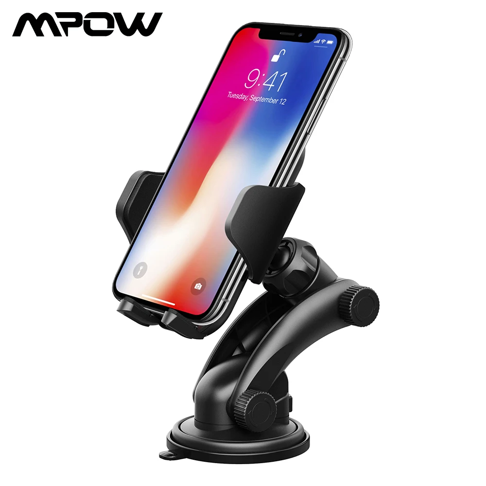 Mpow MCM12 Автомобильный держатель для телефона для iPhone X XS 8 7 Plus Автомобильный держатель для телефона на лобовое стекло 360 Автомобильный держатель для смартфона 4-6 дюймов