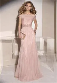 Beading-Floor-length-Short-None-Long-Evening-Dress-2015-Sale-Elegant-Boat-Neck-Pleated-Tulle-And