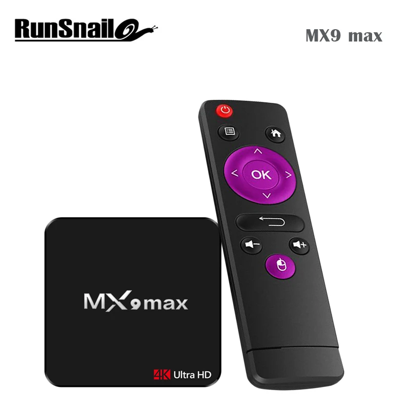 

Runsnail MX9 Max Quad Core 64bit Android 7.1 Smart TV Box RK3328 2G RAM 16G ROM 2.4G WIFI 4K Media player VP9 H.265 Set-Top Box