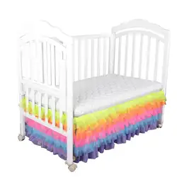 Новые цвета радуги шифон многослойная юбка кроватки Детская кровать юбка портативный тюль юбка кроватки детские украшения комнаты