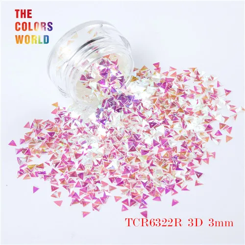 TCR6322R 200g TCT-047, треугольная форма, 3D эффект, цветной блеск, размер 3 мм, для ногтей, блестки, дизайн ногтей, украшение, макияж, Facepaint, сделай сам, украшение - Цвет: TCR6322R 200g
