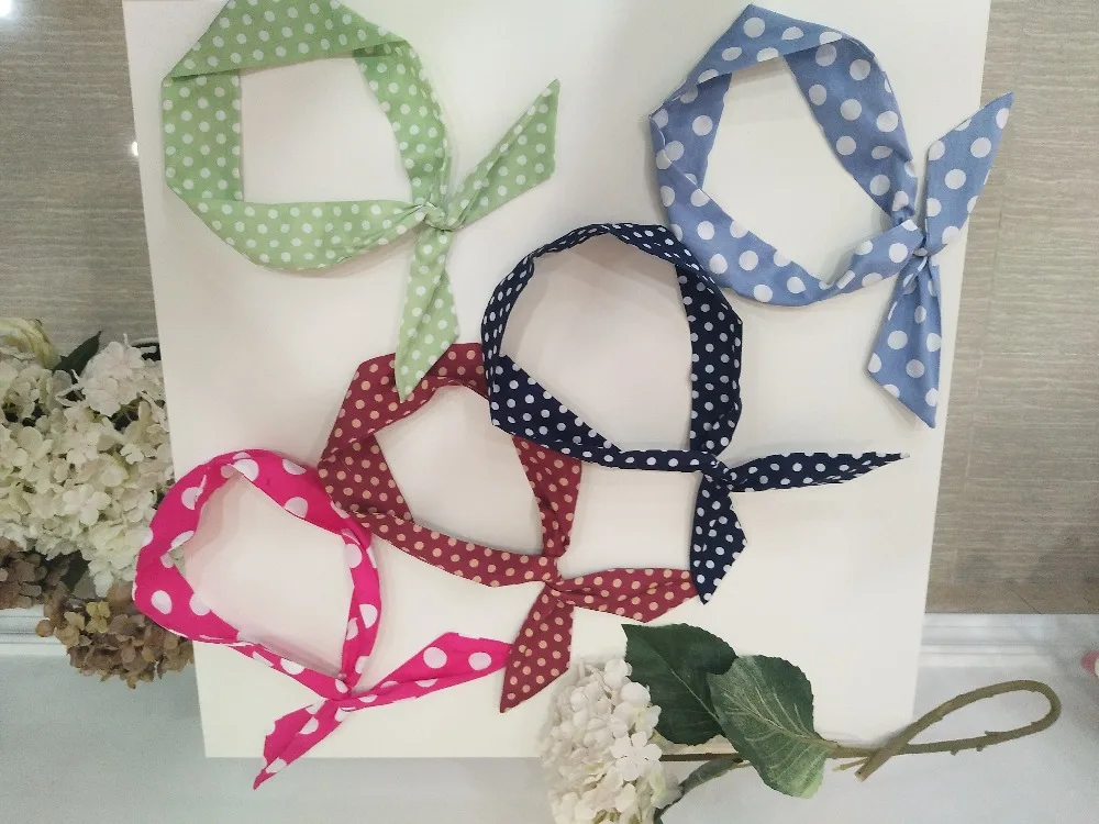 

Rockabilly Pinup Headband Ladies Wire Dolly Bow Chain Print Headscarf Fashion Hair Accessories for Women
