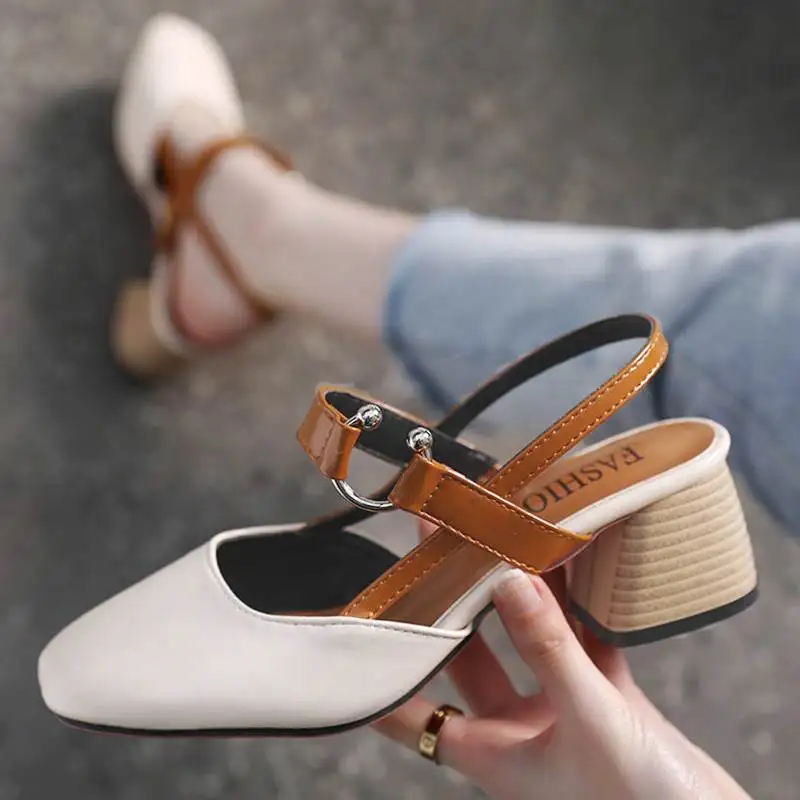 

AECBUY 2019 Spring Students Rough Heels Single Shoes Summer Shoes Korean Version Of The Shoes In The Shoes Of The Heels 7LXPc1