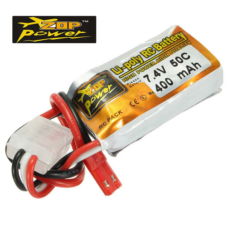 

Rechargeable ZOP Power 7.4V 400mAh 2S 50C Lipo Battery JST Plug Connector For RC Drones Quadcopter Helicopter Charging DIY Spare