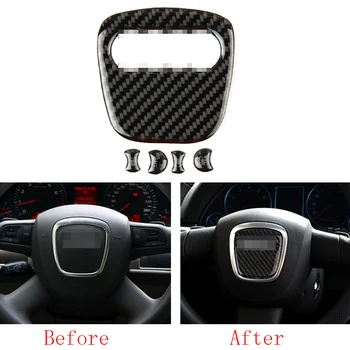 

5PCS 100% Carbon Fiber Steering Wheel Center Frame Cover trim For Audi Q7 2007-2015 & Q5 09-12 & A8 D3 07-10