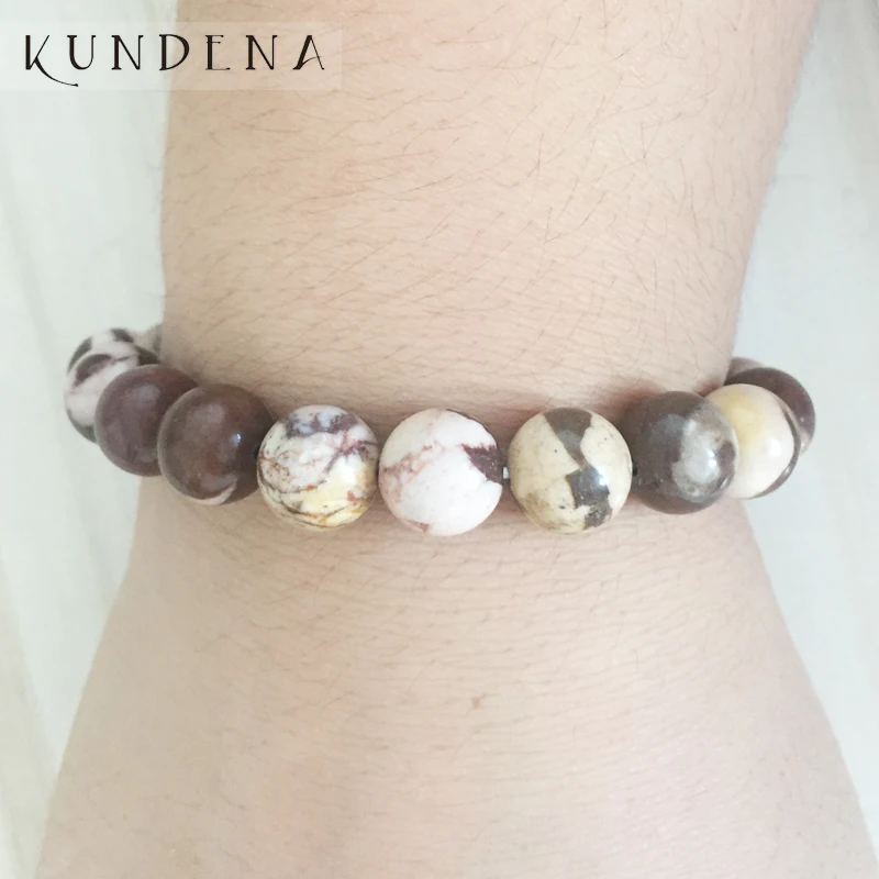 Healing Gemstone Bracelet Natural Stone Jewelry For Men Stretch 8mm Australian Zebra Stone bracelet