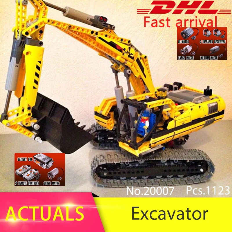 LEPIN 20007 1123pcs Technic series Motor Excavator Model Building Blocks Bricks Toys For Children Compatible 8043 Boys Gift