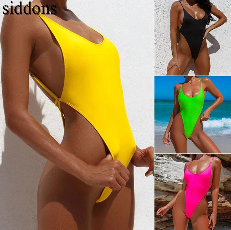 Woman 2019 summer new hot-selling one-piece swimsuit chest pad solid color sexy backless bikini female 143 | Спорт и развлечения