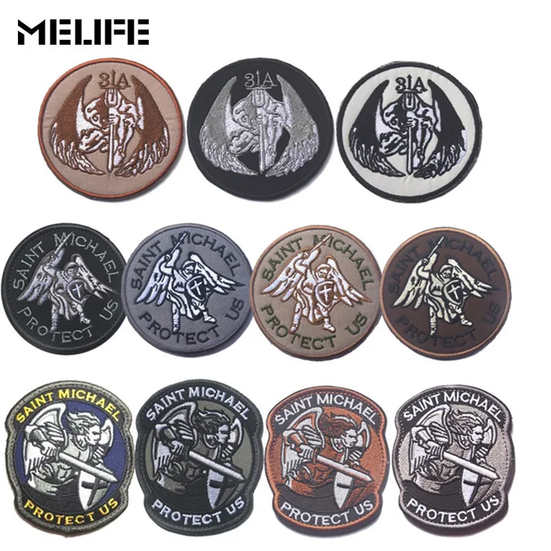 

Hunting accessories Embroidery Patch Emblem Badge Guardian Angel St. Michael Protection Tactical Military Morale Patches