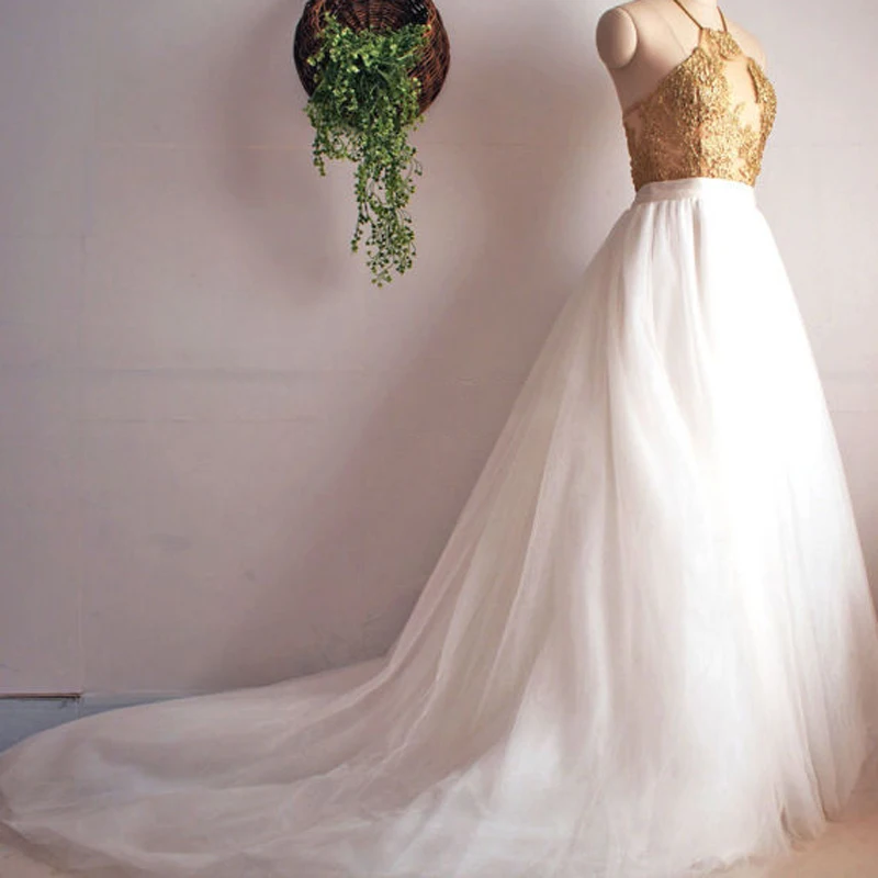 

High Quality Bridal Tulle Skirts With Train Zipper Custom Made Zipper Long Female Adult Skirt Women To Wedding Photography Skirt