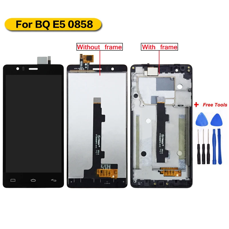 Для BQ E5 0858 ЖК дисплей Дисплей и Сенсорный экран 100% тестирование с рамкой для Aquaris