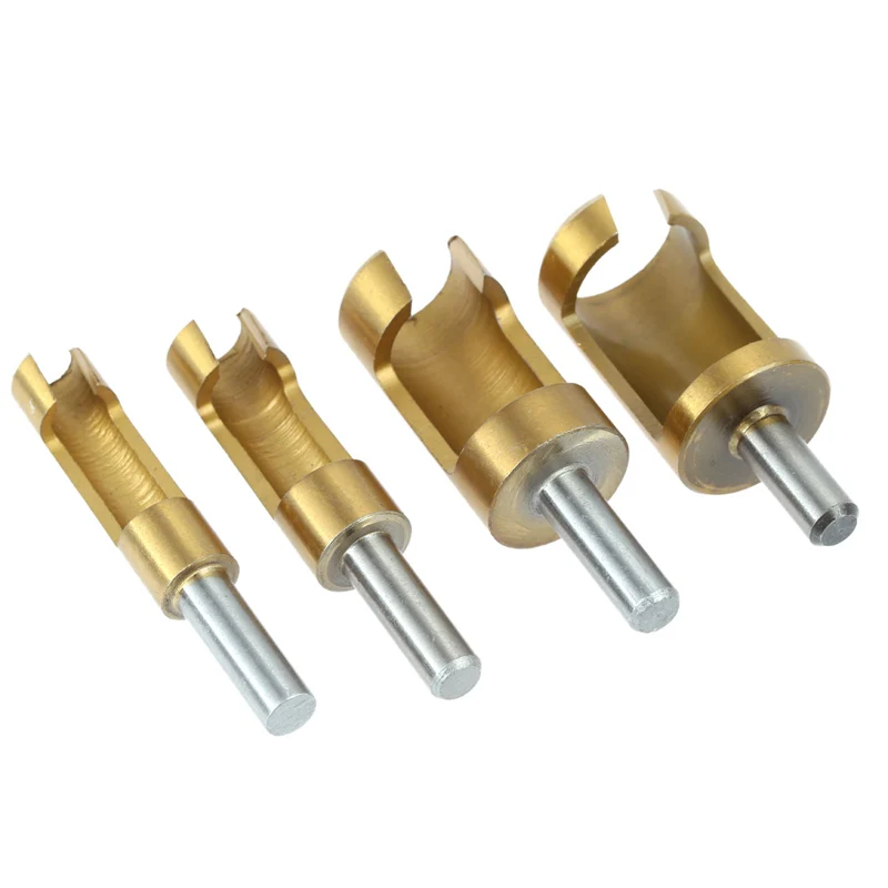 4pcs Titanium Coated Wood Plug Cutter 6mm 8mm 13mm 16mm Tenon Hole Claw Drill Bits Dowel